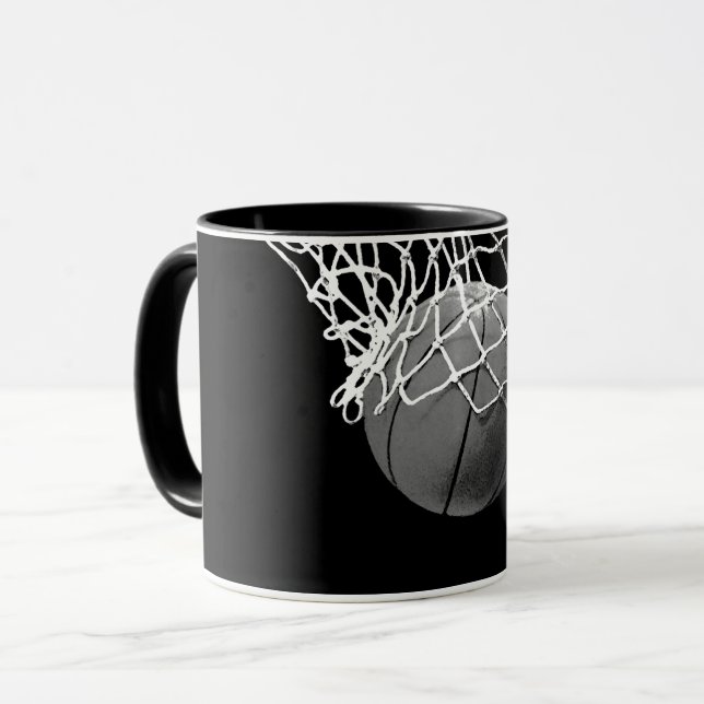 Mug Basket-ball noir et blanc (Devant gauche)