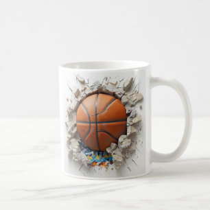 Mug Basket-ball orange 3D apparaissent à travers le mu