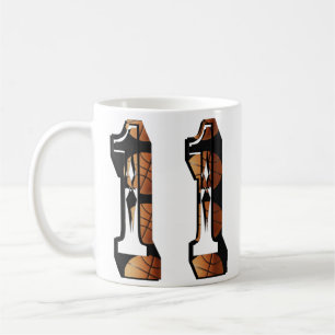 Mug Basket-Ball Orange Et Noir Numéro 11,