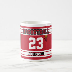 Mug Basket-ball rouge foncé et blanc Jersey