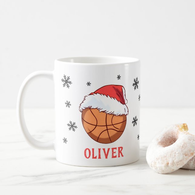 Mug Basket Ball Santa Hat Snowflon Nom (Avec donut)