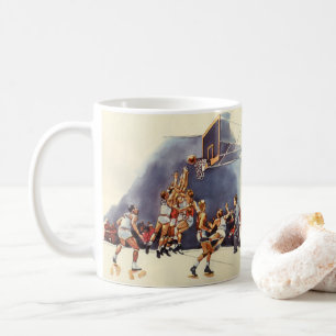 Mug Basket-ball sportif Vintage, joueurs en jeu