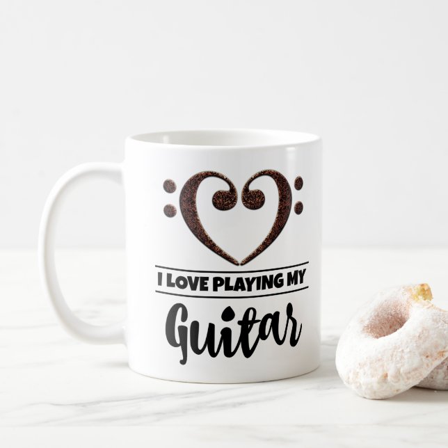 Mug Bass Clef Coeur J'Aime Jouer Ma Guitare (Avec donut)