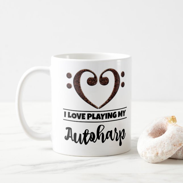 Mug Bass Clef Coeur J'Aime Jouer Mon Autoharp (Avec donut)