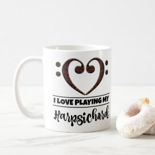 Mug Bass Clef Coeur J'Aime Jouer Mon Harpsichord