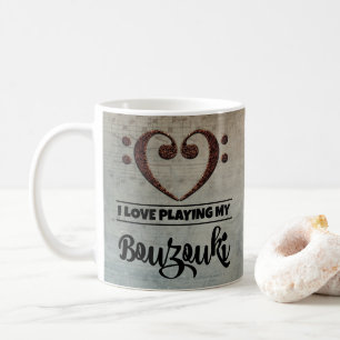 Mug Bass Clef Heart Partition Vintage Musique Bouzouki