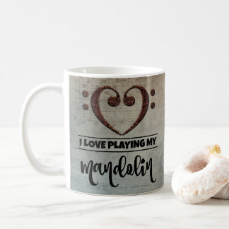 Mug Bass Clef Heart Partition Vintage Musique Mandolin