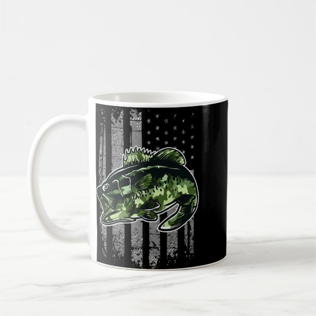 Mug Bass Fishing American Camo Usa Drapeau Basse Pêche (Gauche)