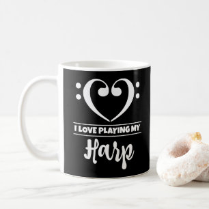 Mug Basse Clef Coeur J'Aime Jouer Ma Harpe