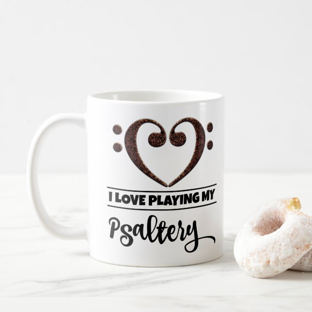 Mug Basse Clef Coeur J'Aime Jouer Ma Psalterie (Avec donut)