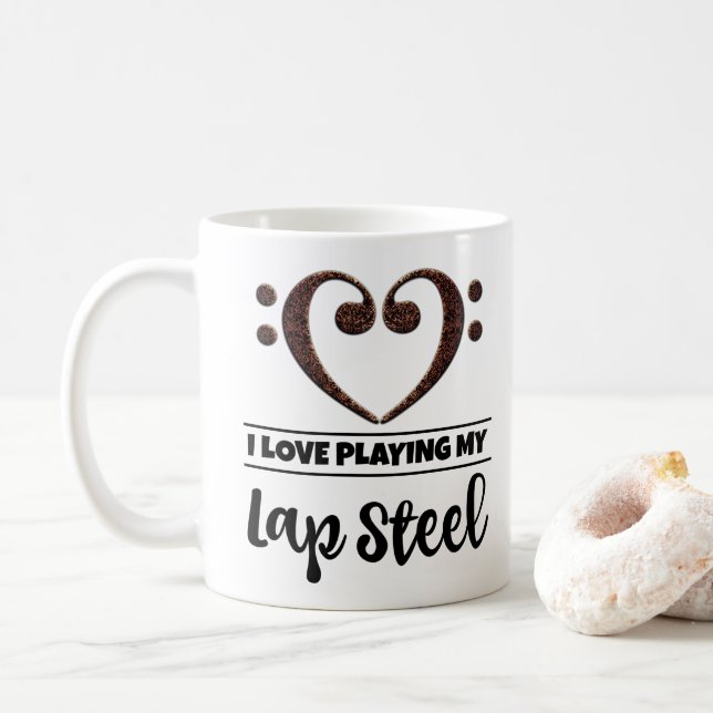 Mug Basse Clef Coeur J'Aime Jouer Mon Lap Steel (Avec donut)