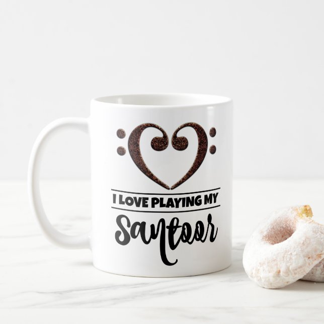 Mug Basse Clef Coeur J'Aime Jouer Mon Santoor (Avec donut)