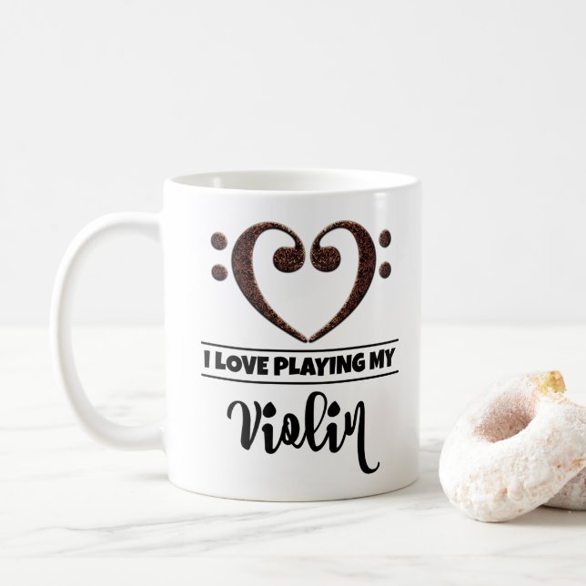 Mug Basse Clef Coeur J'Aime Jouer Mon Violon (Avec donut)