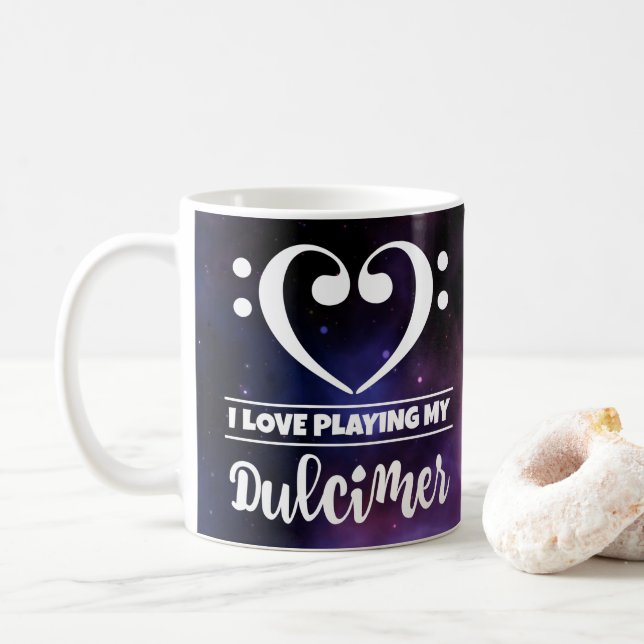 Mug Basse Clef Coeur pourpre Nebula Amour Dulcimer (Avec donut)