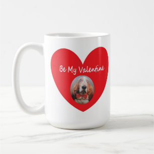 Mug Basset Hound Heart Red Be My Valentine
