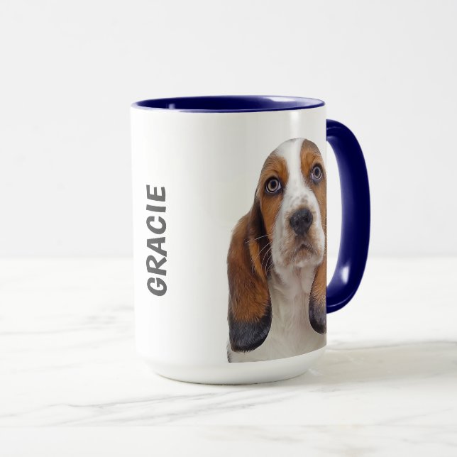 Mug Basset Hound Musique personnalisée (Devant droit)