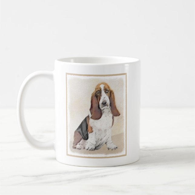 Mug Basset Hound Peinture - Cute Original Chien Art (Gauche)