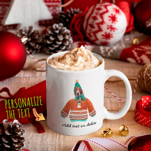 Mug Basset Hound portant un pull moche de Noël amateur