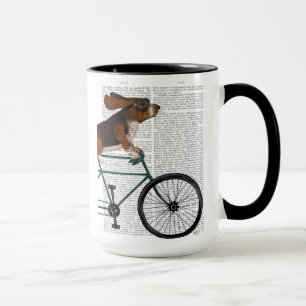 Mug Basset Hound sur bicyclette
