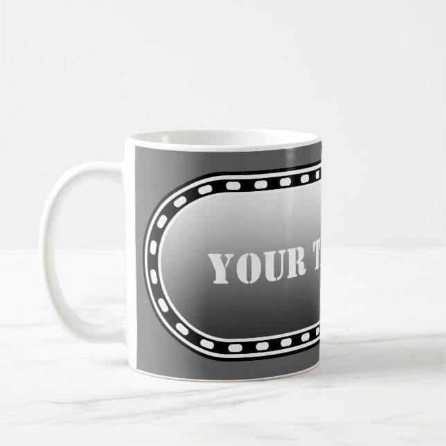 Mug BASSIN BOUTON noir dégradé gris + votre texte (Gauche)