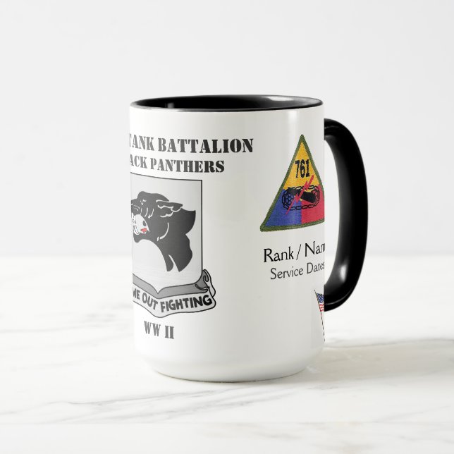 Mug BATAILLON de PANTHÈRES NOIRES 761st - RÉSERVOIR de (Devant droit)
