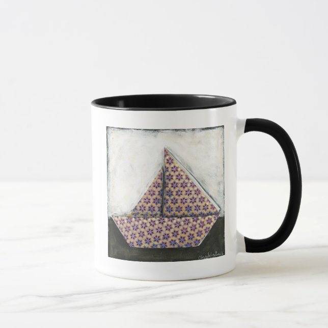 Mug Bateau à voile Origami sur papier design Star (Droite)