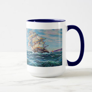 Mug Bateau à voile sur les eaux froides Peinture à l'h