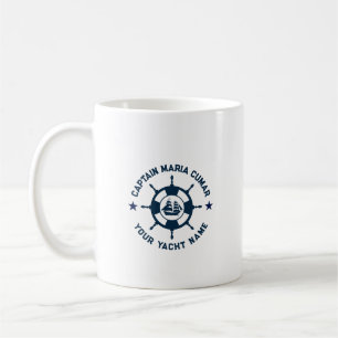Mug Bateau bleu blanc Nautique Roue Bateau Vintage
