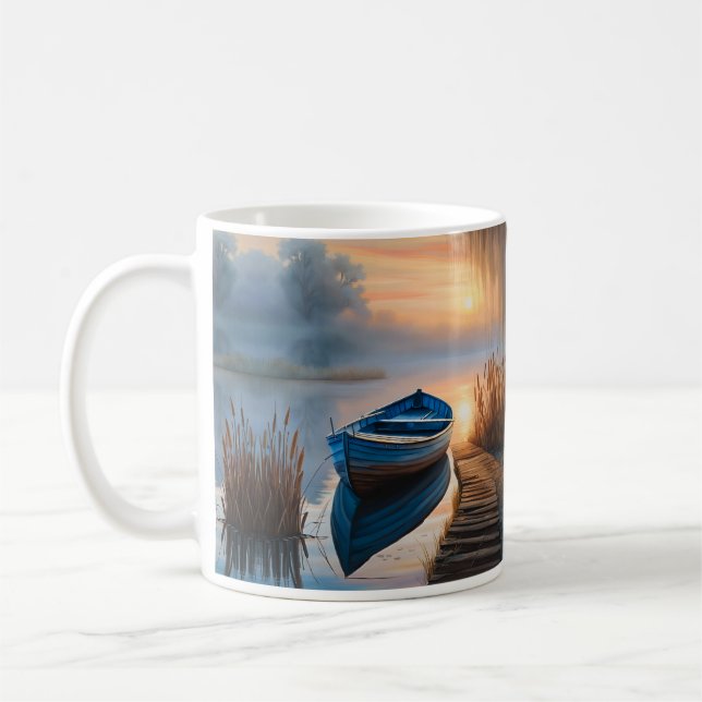 Mug Bateau bleu rustique, je préférerais être Pêche (Gauche)