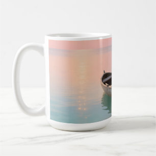 Mug Bateau en bois sur la plage tropicale au coucher d