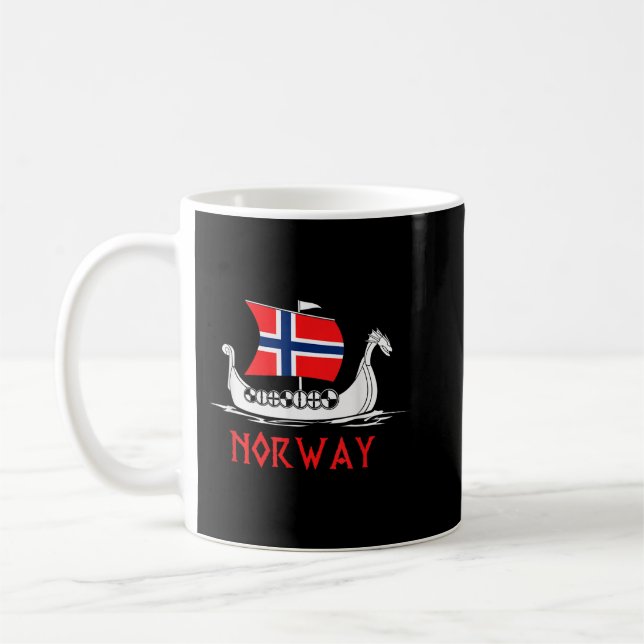Mug Bateau Norwegian Drapeau Norvège Viking Ship Norvè (Gauche)