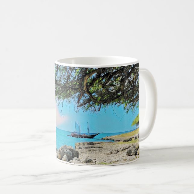 Mug Bateau pirate naviguant sur la plage d'Aruba Malmo (Devant droit)