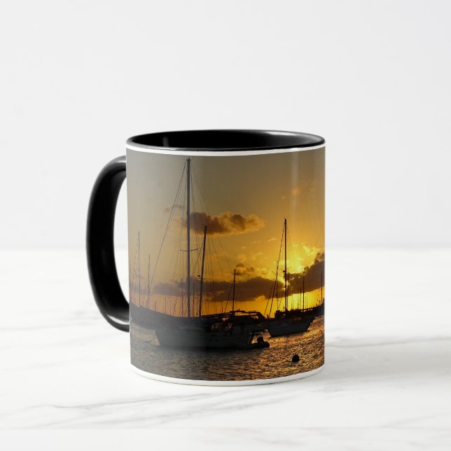 Mug Bateaux à voile au coucher du soleil (Devant gauche)