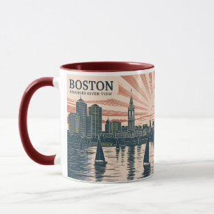 Mug Bateaux à voile Charles River Boston Skyline Art V