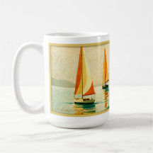 Bateaux à voile vintage au coucher du soleil - Art
