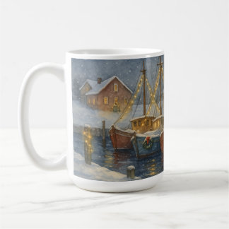 Mug Bateaux de pêche dans le port de Noël