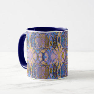 Mug Batik bleu, jaune et violet