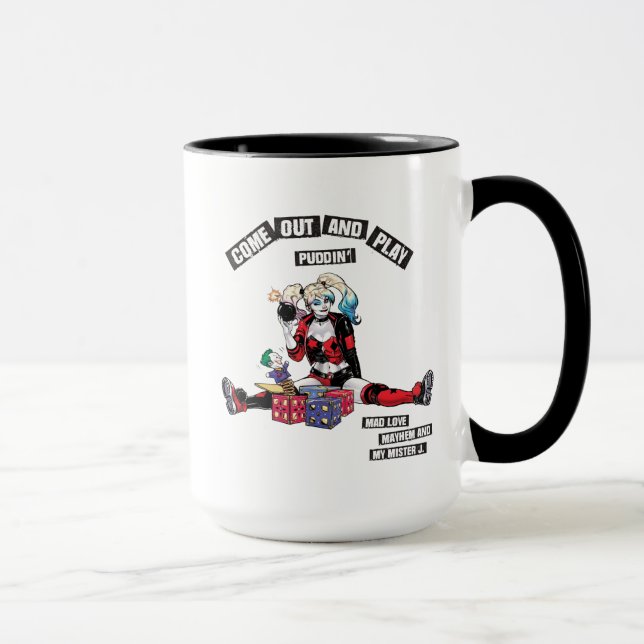 Mug Batman | Harley Quinn "Sortez Et Jouez À Puddin" (Droite)