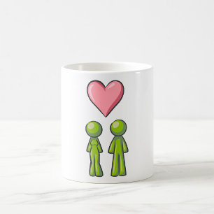 Mug Bâton vert Figure Couple Rose Coeur amour