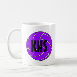 Mug Batterie de café de volley-ball violet personnalis