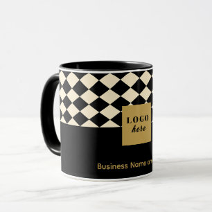 Mug Batterie de duo noir et ivoire - Logo d'entreprise