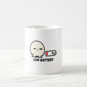 Mug Batterie faible 1% - Minimaliste Personnage Mignon