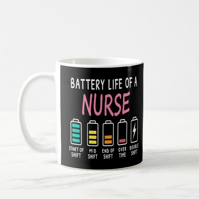 Mug Battery life of a nurse humor chart (Gauche)