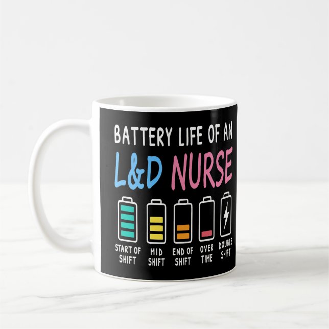 Mug Battery life of an L&D nurse humor chart (Gauche)