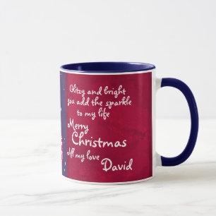 Mug Bauble de Noël rouge/bleu boue d'amour