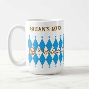 Mug Bavarois bleu Octoberfest Pretzels PERSONNALISER