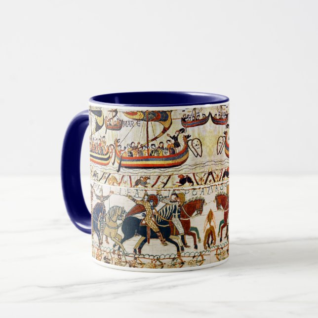 MUG BAYEUX, TAPISSERIE NORMAN KNIGHTS, NAVIRES VIKING, (Devant gauche)