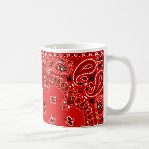 Mug BBQ Red Paisley Western Bandana Scarf Votre nom