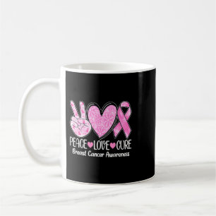 Mug BC Femme Peace Love Cure Pink Ribbon Cancer du sei