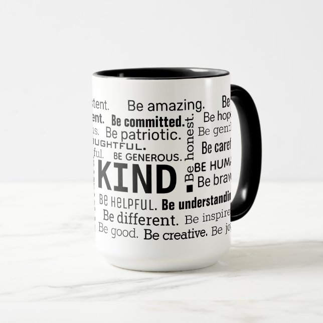 Mug Be Kind Word Cloud inspirational Words (Devant droit)